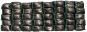 土のう袋（土嚢袋）　の　角型土のう袋で5段の壁設置