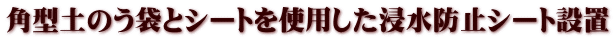 角型土のう袋とシートを使用した浸水防止シート設置